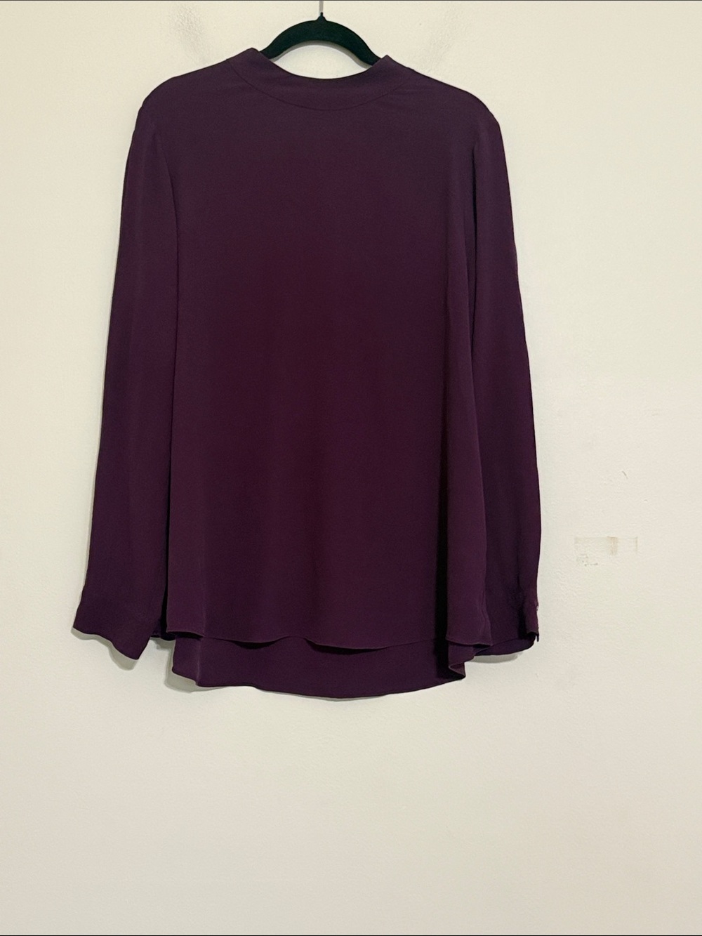 Eileen Fisher Deep Plum Long Sleeve Top blouse women XL/TG 100% silk office Y2K